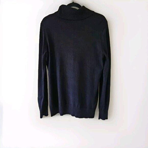 Leo & Ugo Sweater Womens L Black Argyle LS Cowl Neck Goth Boho Whimsigoth Y2K - Picture 2 of 13